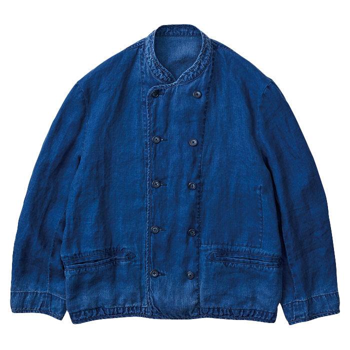 INDIGO LINEN SHORT RIDERS JACKET