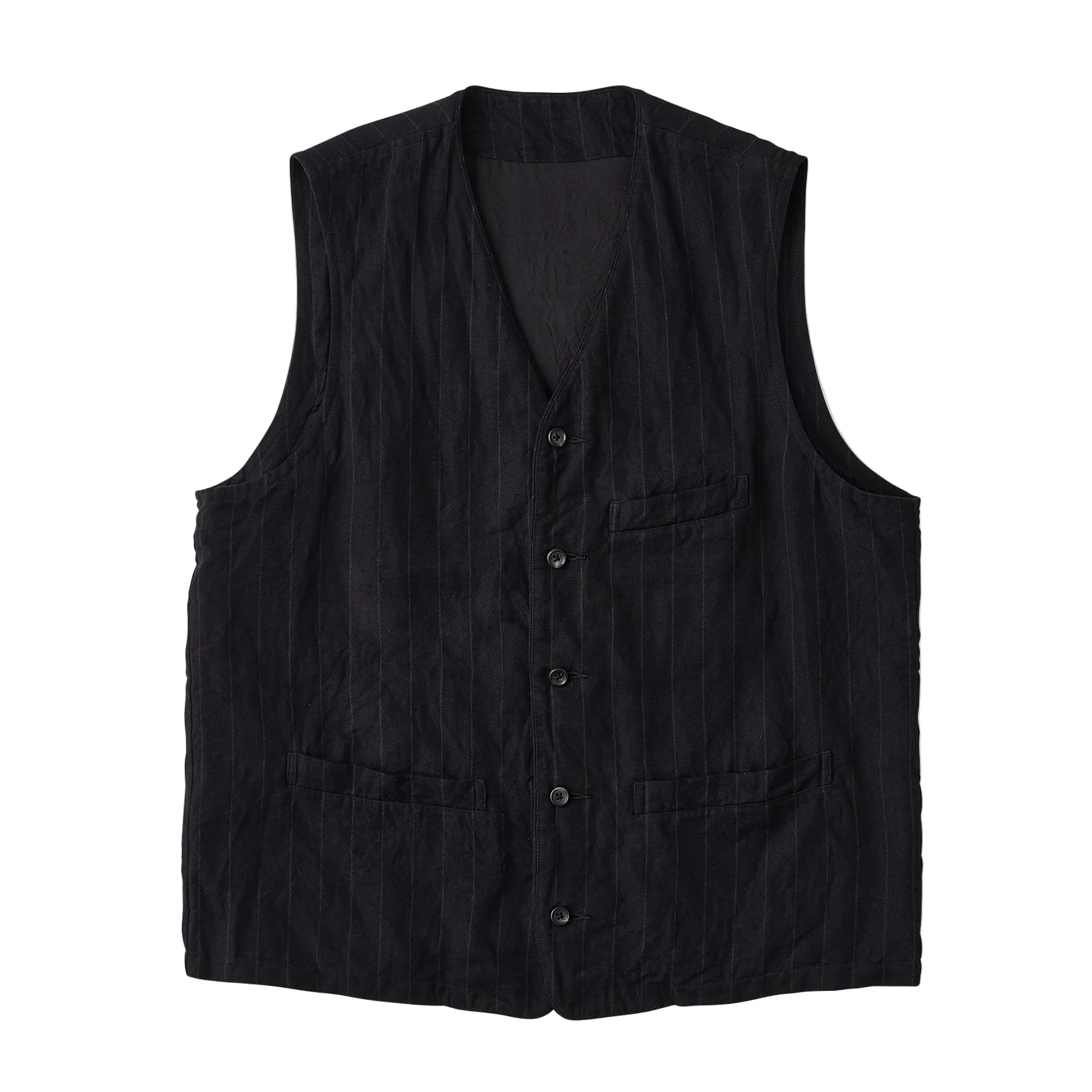 PIN STRIPE LINEN COTTON CLASSIC VEST WATCH CHAIN ITEM