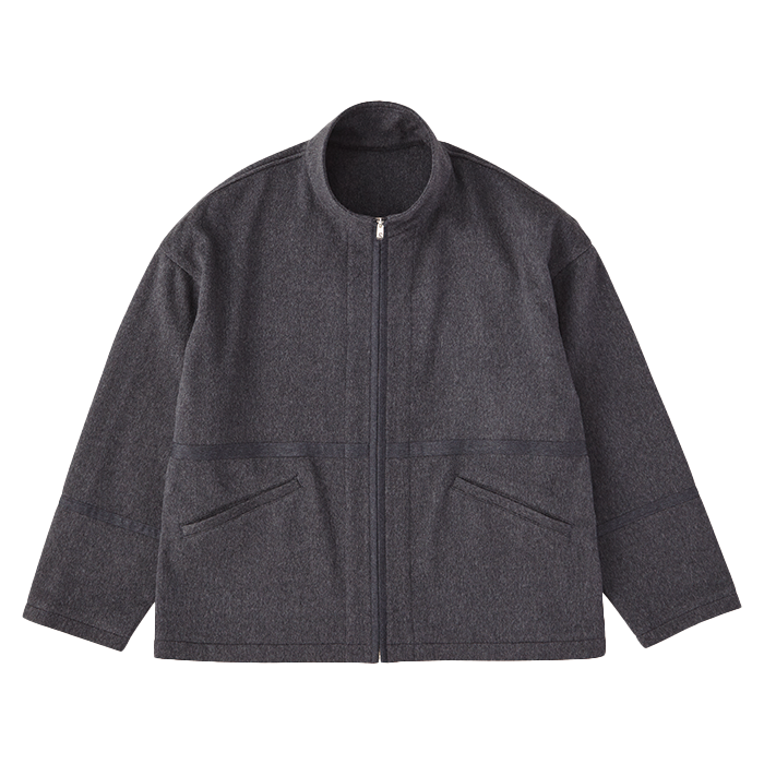 CASHMERE ZIP UP JACKET W/ SILVER ZIPPER(BABY CASH)
