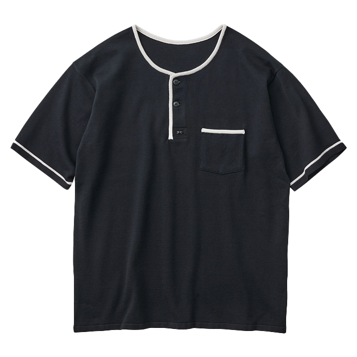 SUMMER COTTON HENLEY NECK T-SHIRT