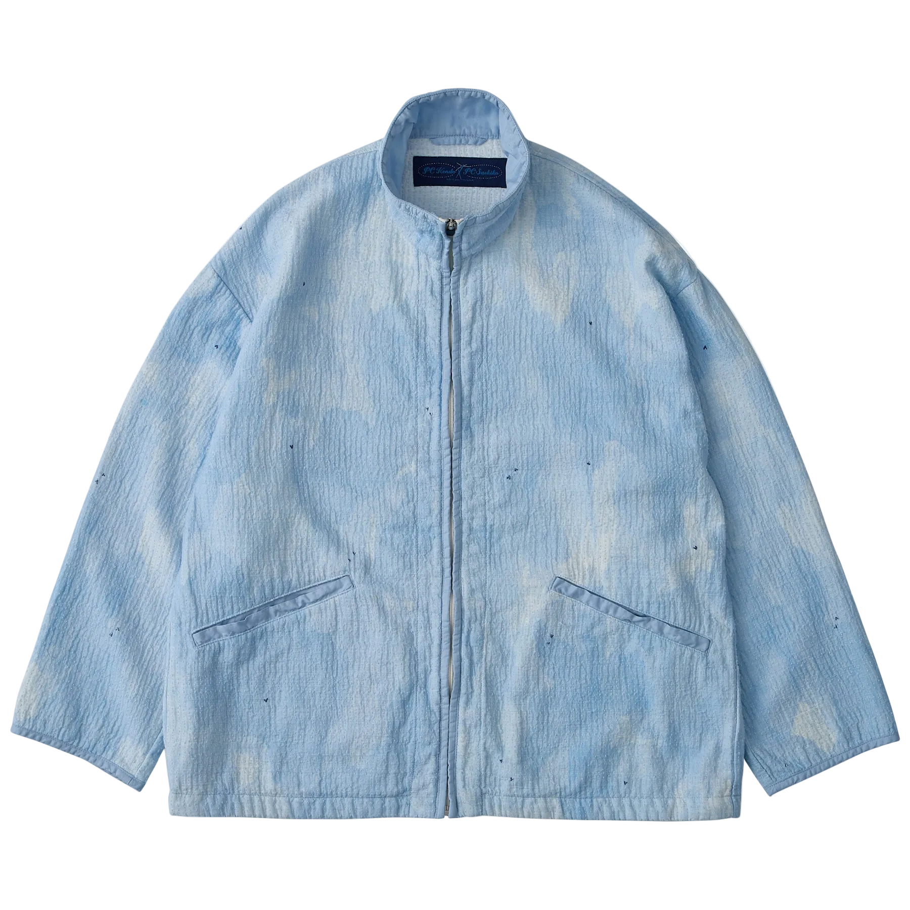PAINTED SASHIKO WATERCOLOR ZIP UP JACKET PAINTED SASHIKO WATERCOLOR ZIP UP JACKET