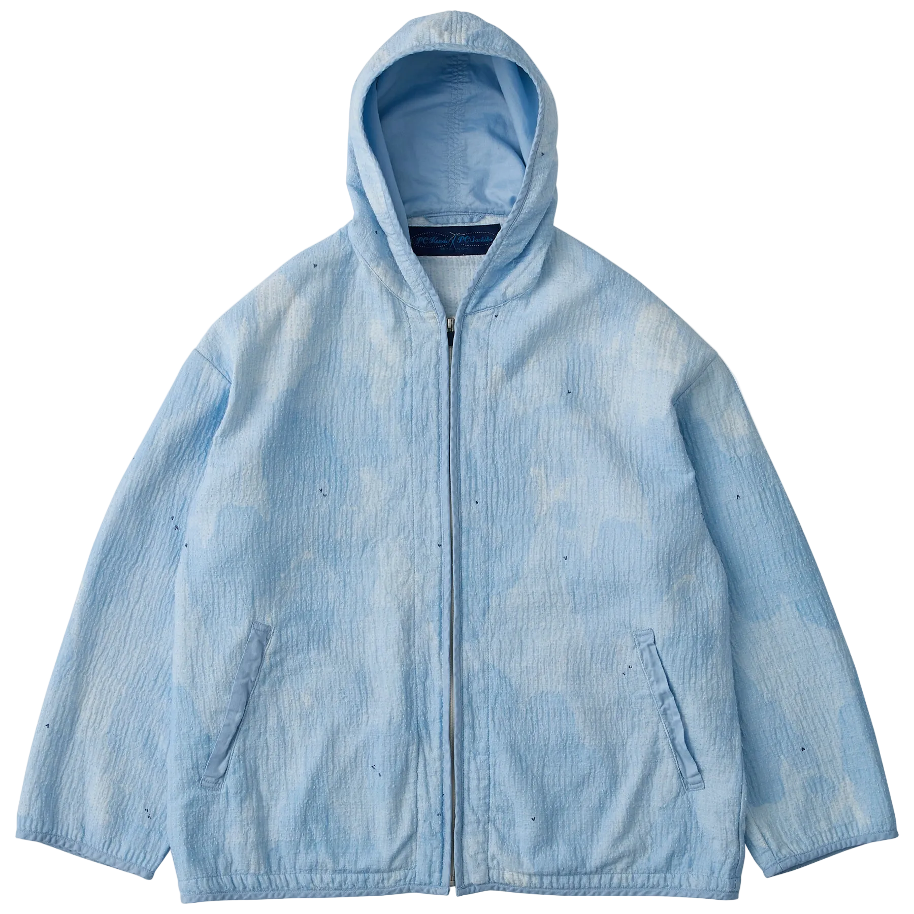 PAINTED SASHIKO WATERCOLOR ZIP UP PARKA PAINTED SASHIKO WATERCOLOR ZIP UP PARKA