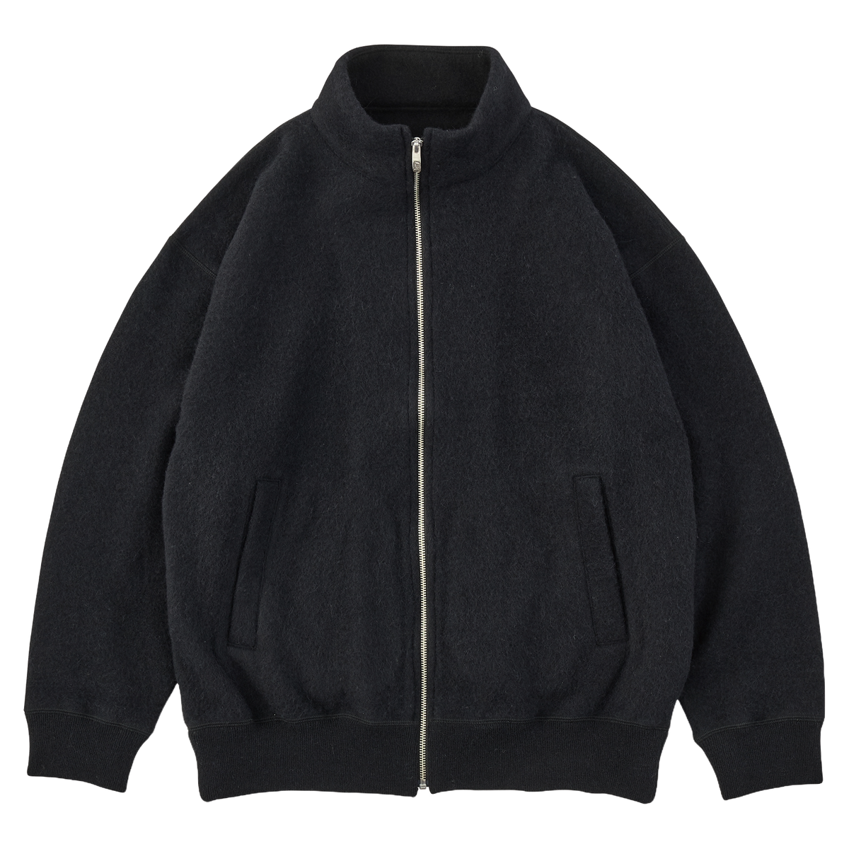 BABY ALPACA / CASHMERE DOUBLE FACE ZIP UP JACKET W / SILVER ZIPPER