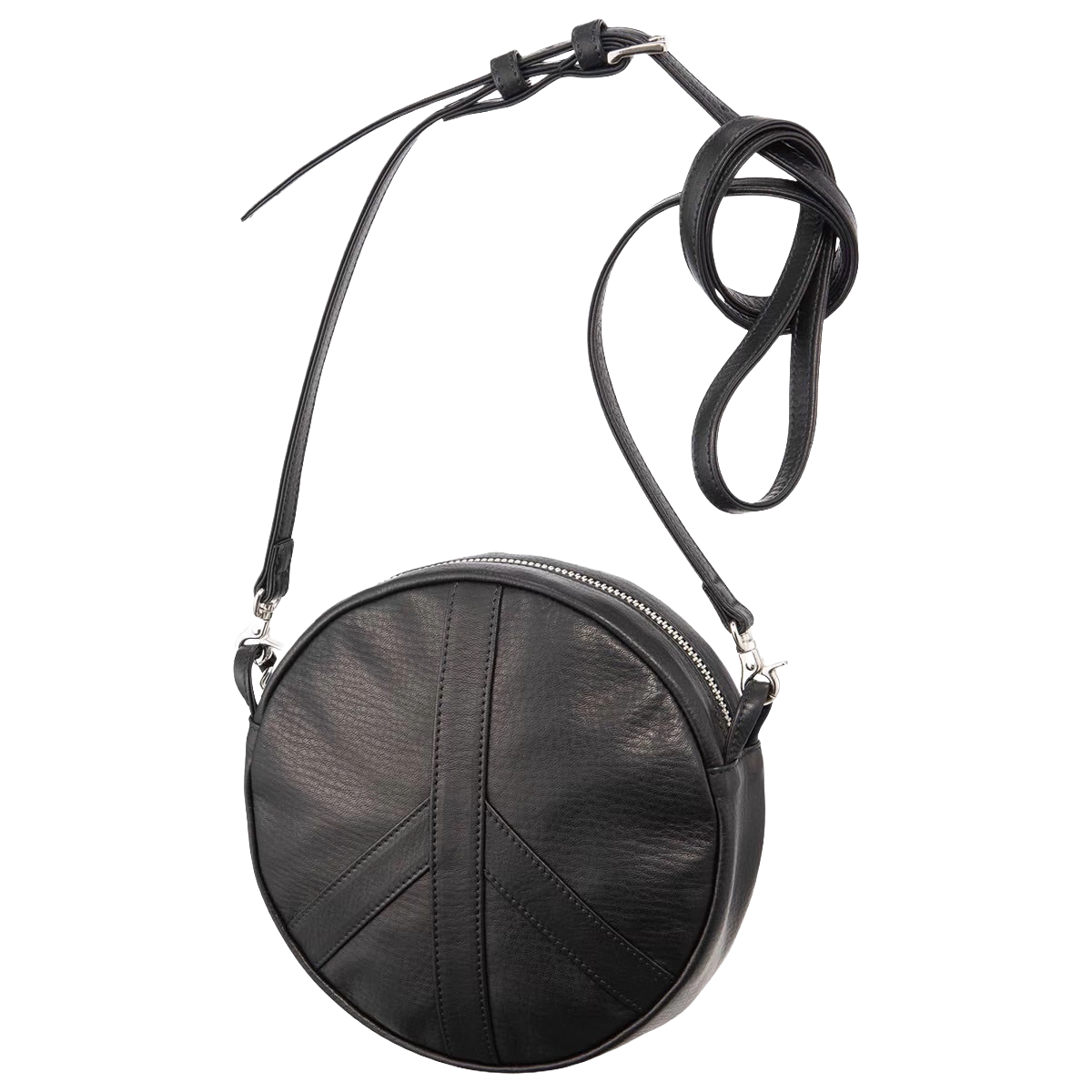 PC RIDERS LEATHER PEACE POUCH W / SILVER ZIPPER