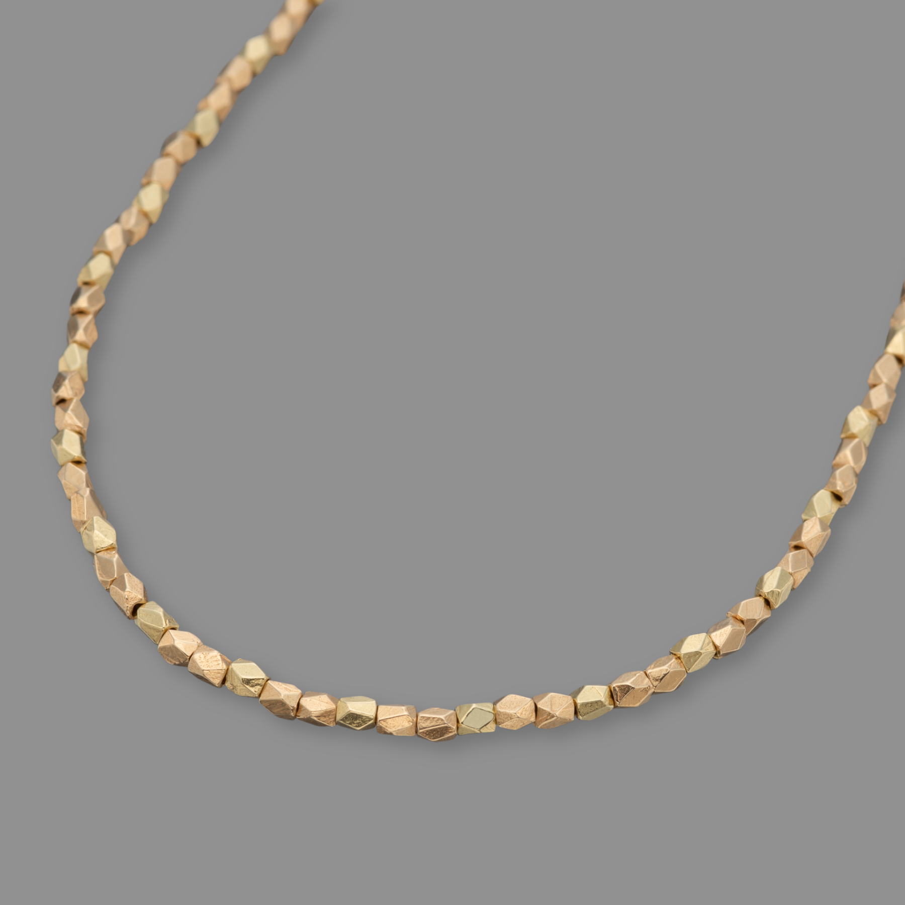 "PC GINZA EXCUSIVE" ANTIQUE GOLD & YELLOW GOLD BEADS NECKLACE 20.5