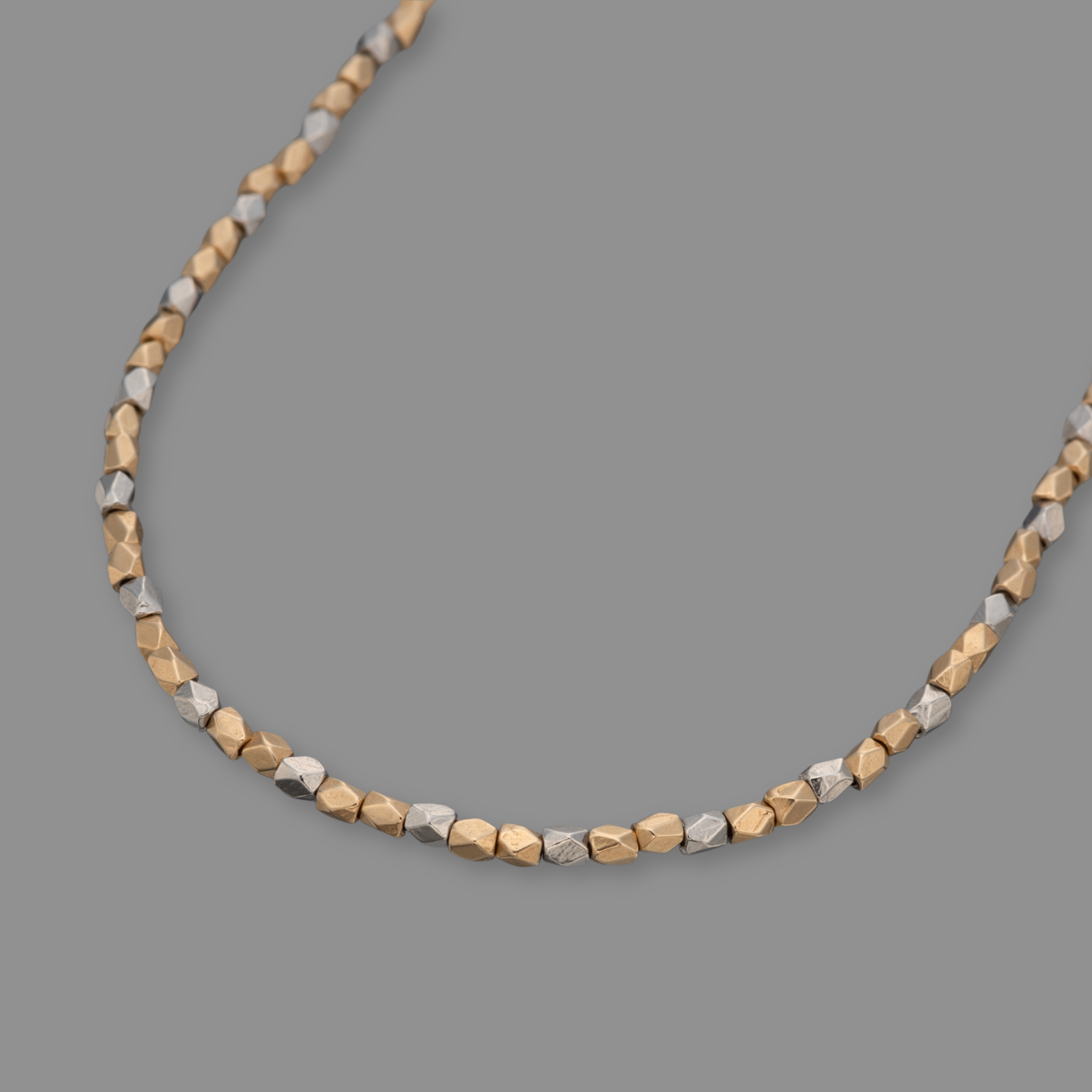 "PC GINZA EXCLUSIVE" ANTIQUE GOLD & PLATINUM BEADS NECKLACE 20.5