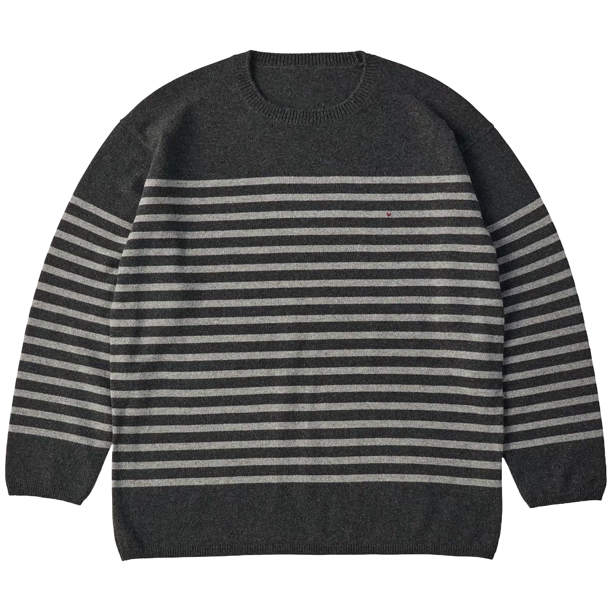 H/W CASHMERE KNIT HEART BORDER CREWNECK (BABY CASH)