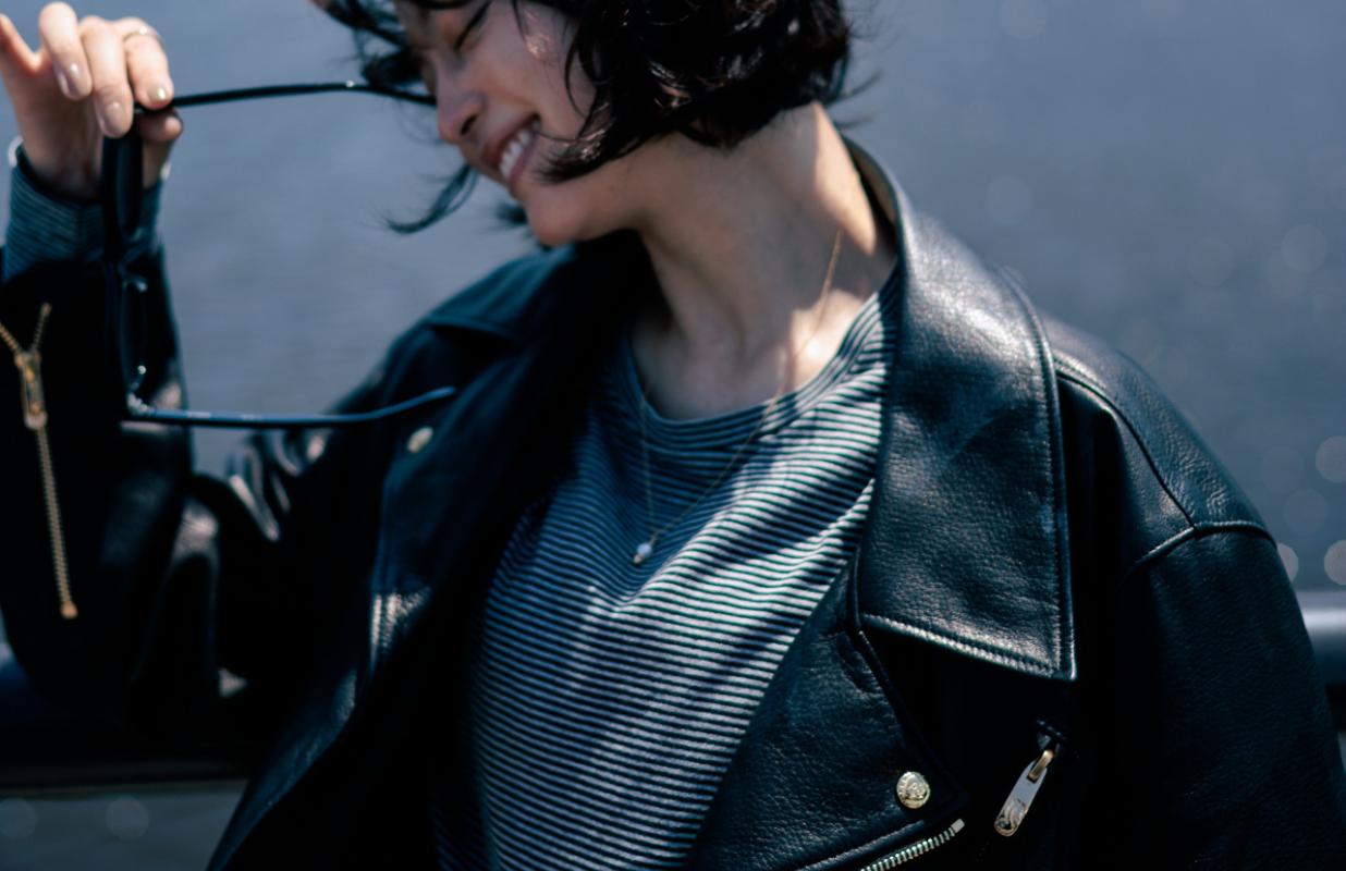 PC RIDERS JACKET W / LOVE & PEACE GOLD