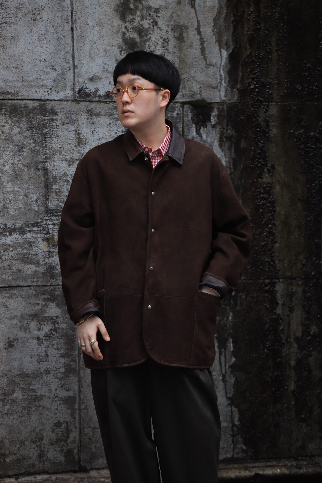 LEATHER SUEDE HORSE RIDING JACKET W / SILVER BUTTONS (ENTREFINO)