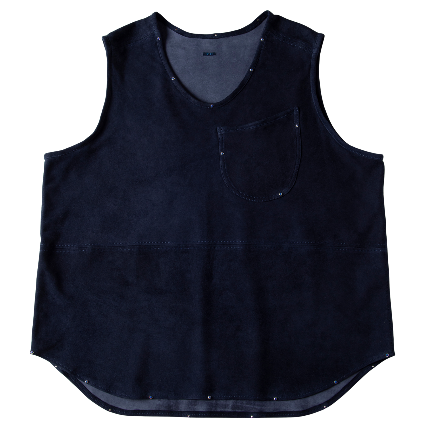 LEATHER SUEDE VEST W / LAPIS & SILVER (PC GINZA EXCLUSIVE)