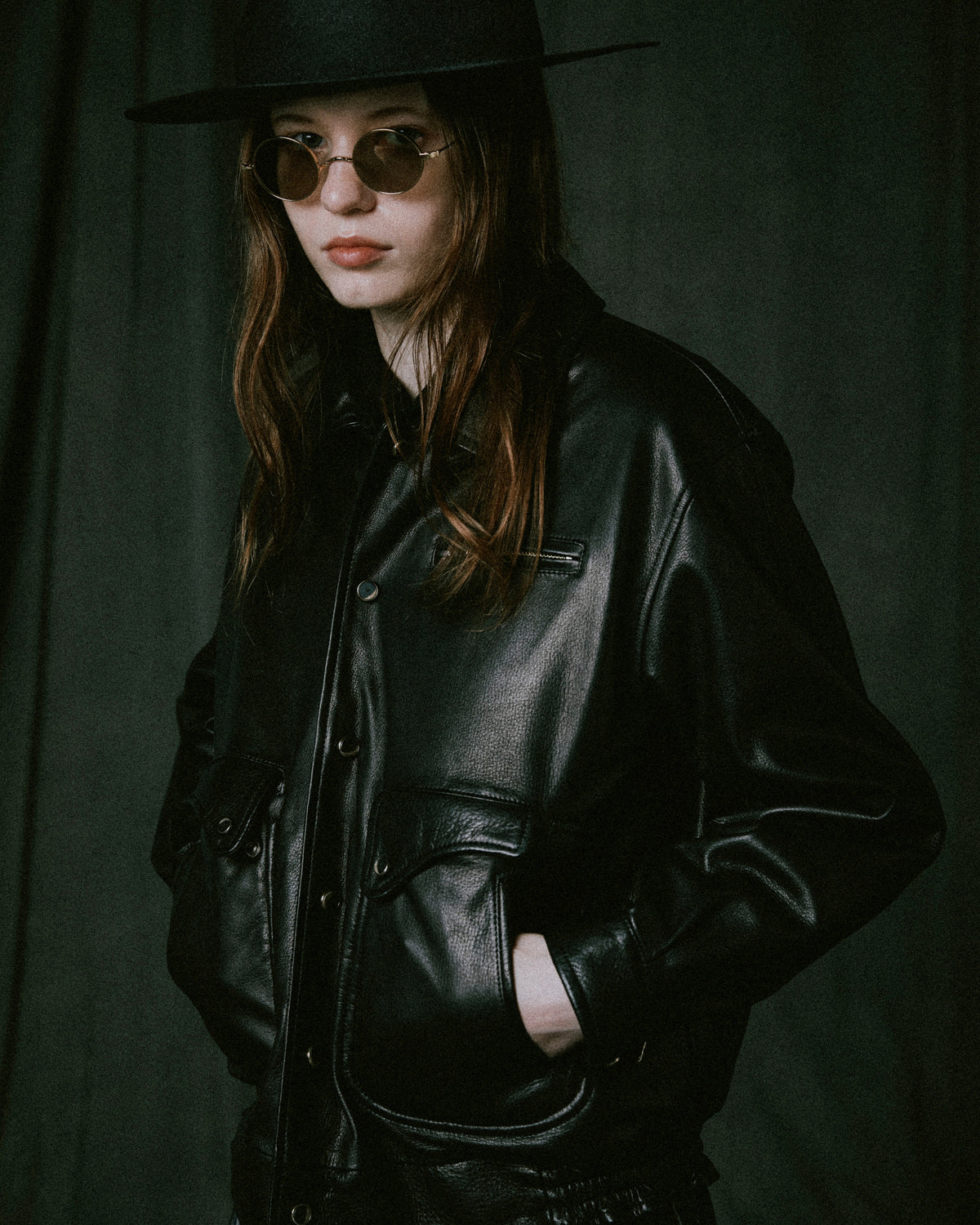 CRASH COLLECTION LEATHER MILITARY JACKET / FLEECE LINING (POLARTEC)