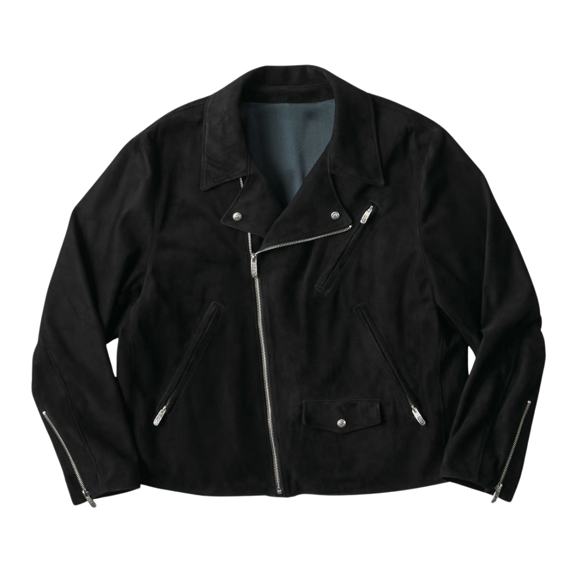 LEATHER SUEDE RIDERS JACKET W/LOVE&PEACE SILVER (ENTREFINO)