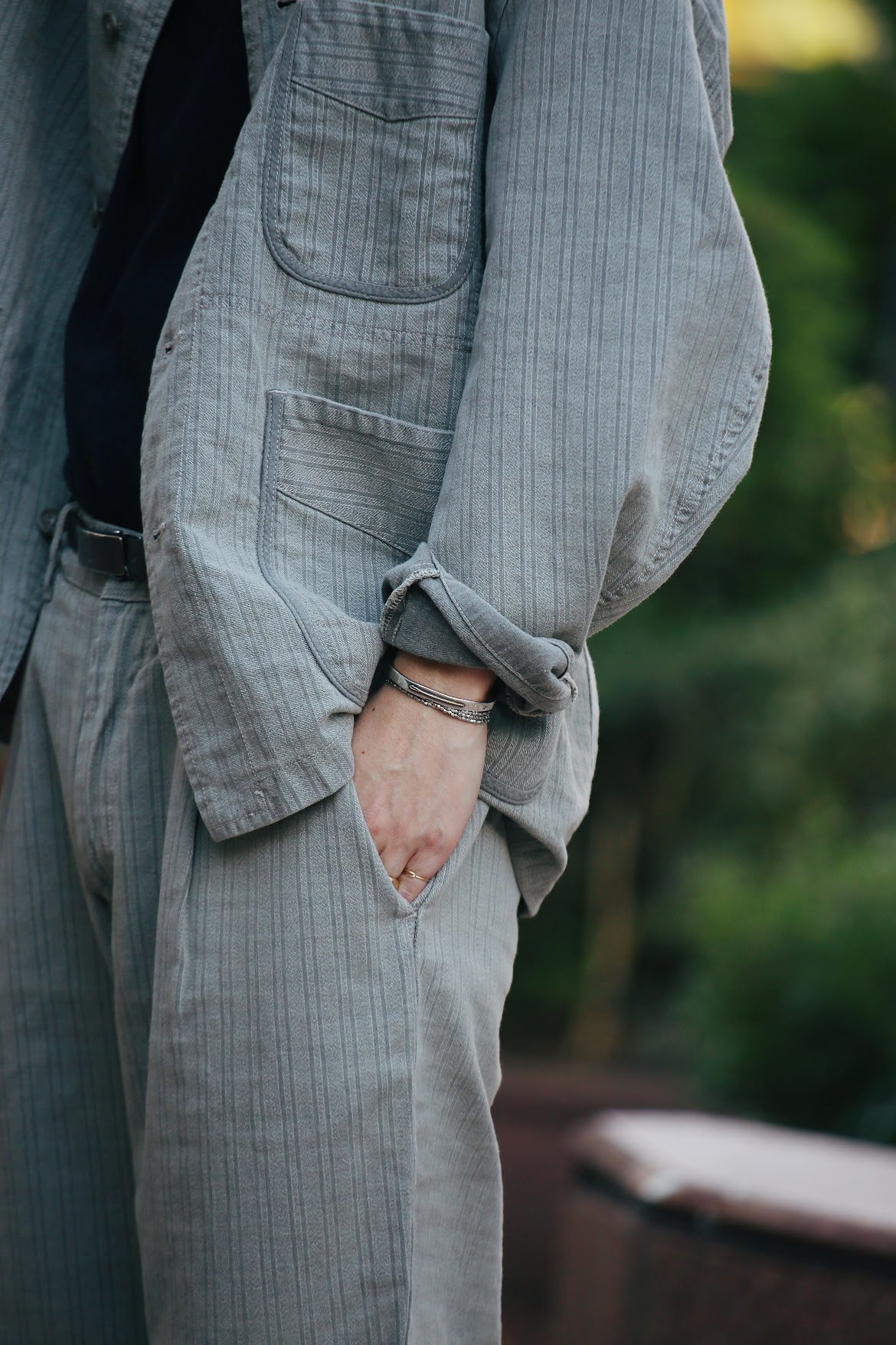 FADED STRIPE  FRENCH JACKET WATCH CHAIN ITEM