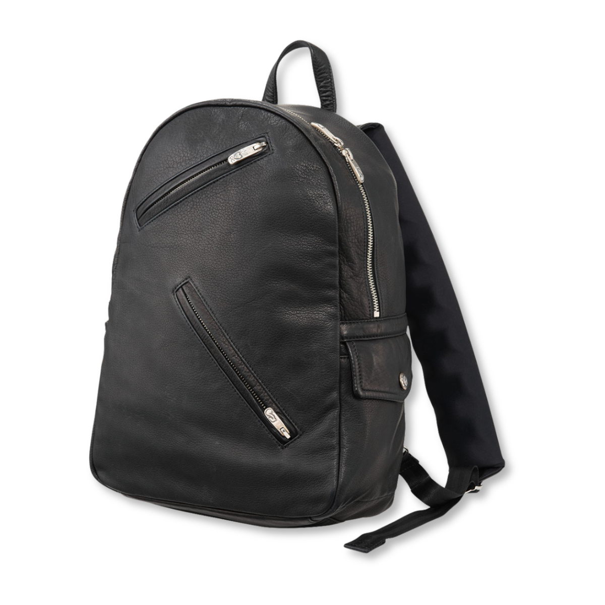 PC RIDERS LEATHER NEWTON RUCKSACK W / LOVE & PEACE SILVER