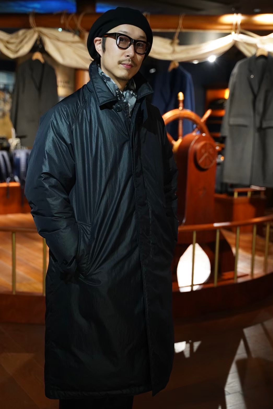 SHEEN NYLON BAL COLLAR DOWN COAT