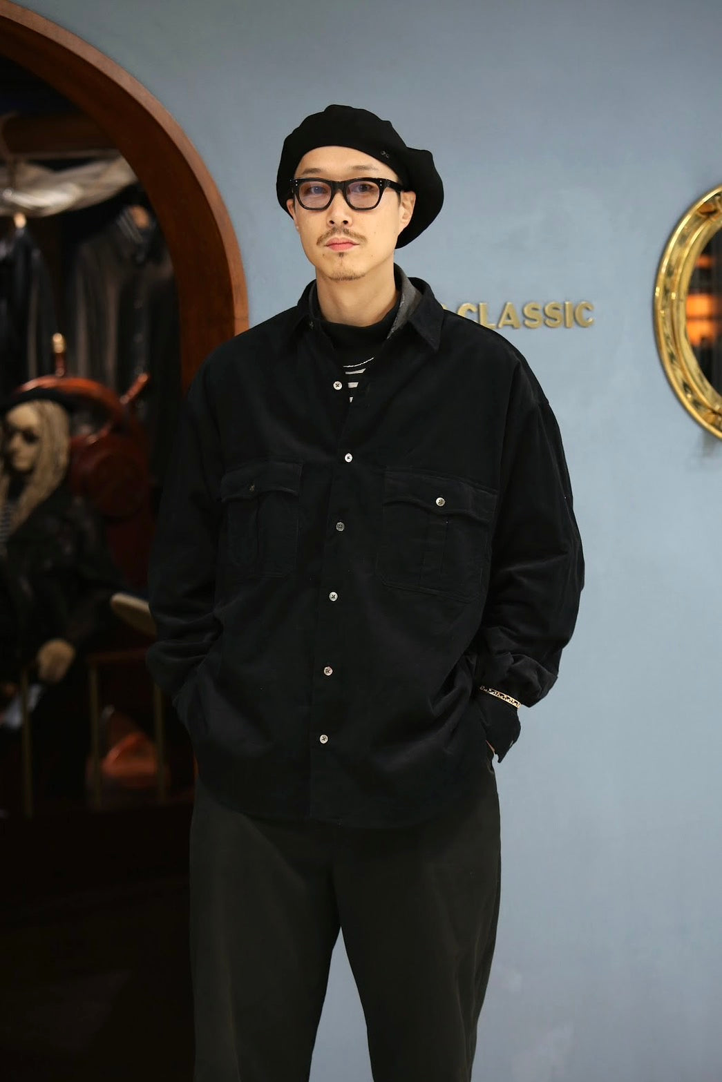 BLACK GABARDINE BERET  (FUCK DRESS CODE PIPING INSIDE)