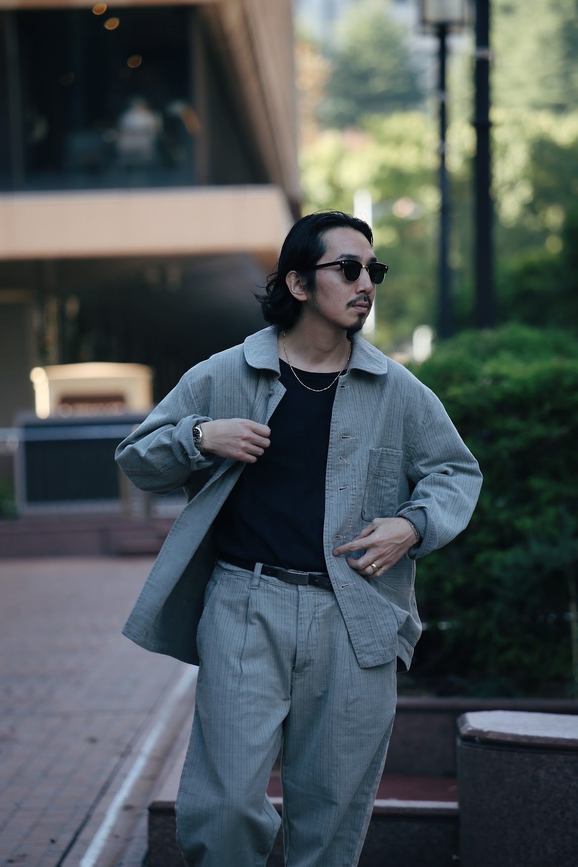 FADED STRIPE FRENCH JACKET WATCH CHAIN ITEM