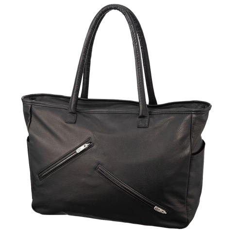 PC RIDERS LEATHER TOTE BAG L W / SILVER ZIPPER PC RIDERS LEATHER TOTE BAG L W / SILVER ZIPPER