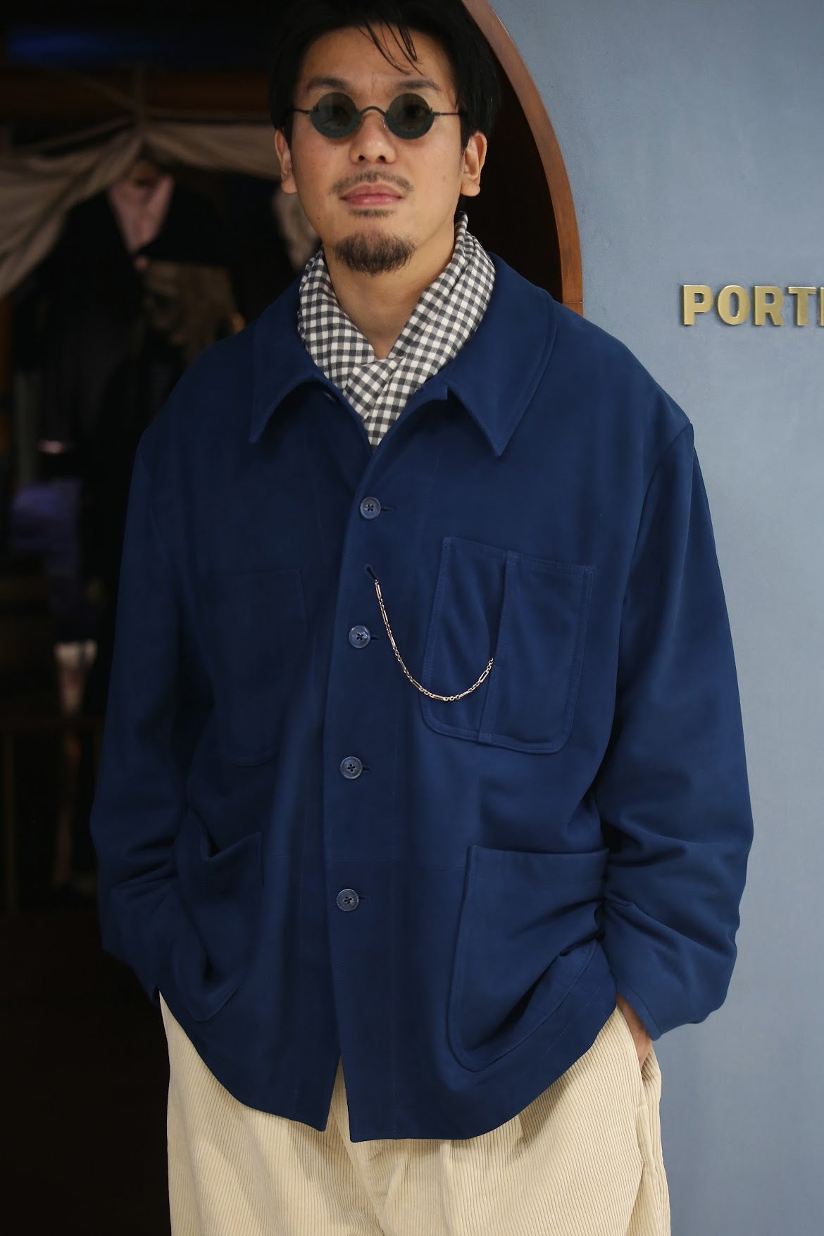 LEATHER SUEDE FRENCH JACKET WATCH CHAIN ITEM (ENTREFINO)