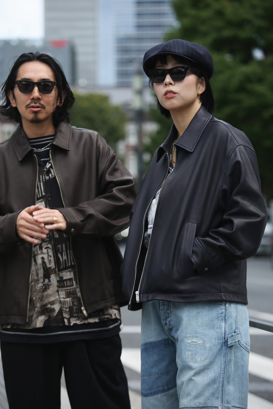 LEATHER ZIP UP JACKET W / LOVE & PEACE SILVER (ENTREFINO)