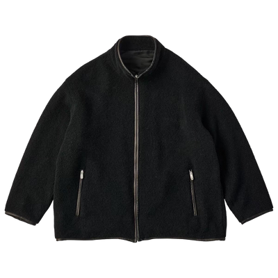 CASHMERE ZIP UP JACKET W / LEATHER PIPING (ENTREFINO)