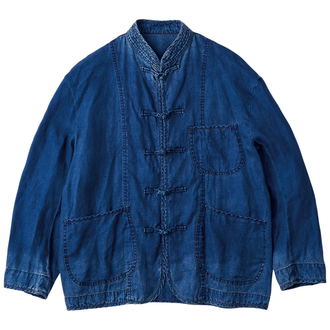 INDIGO LINEN CHINESE JACKET