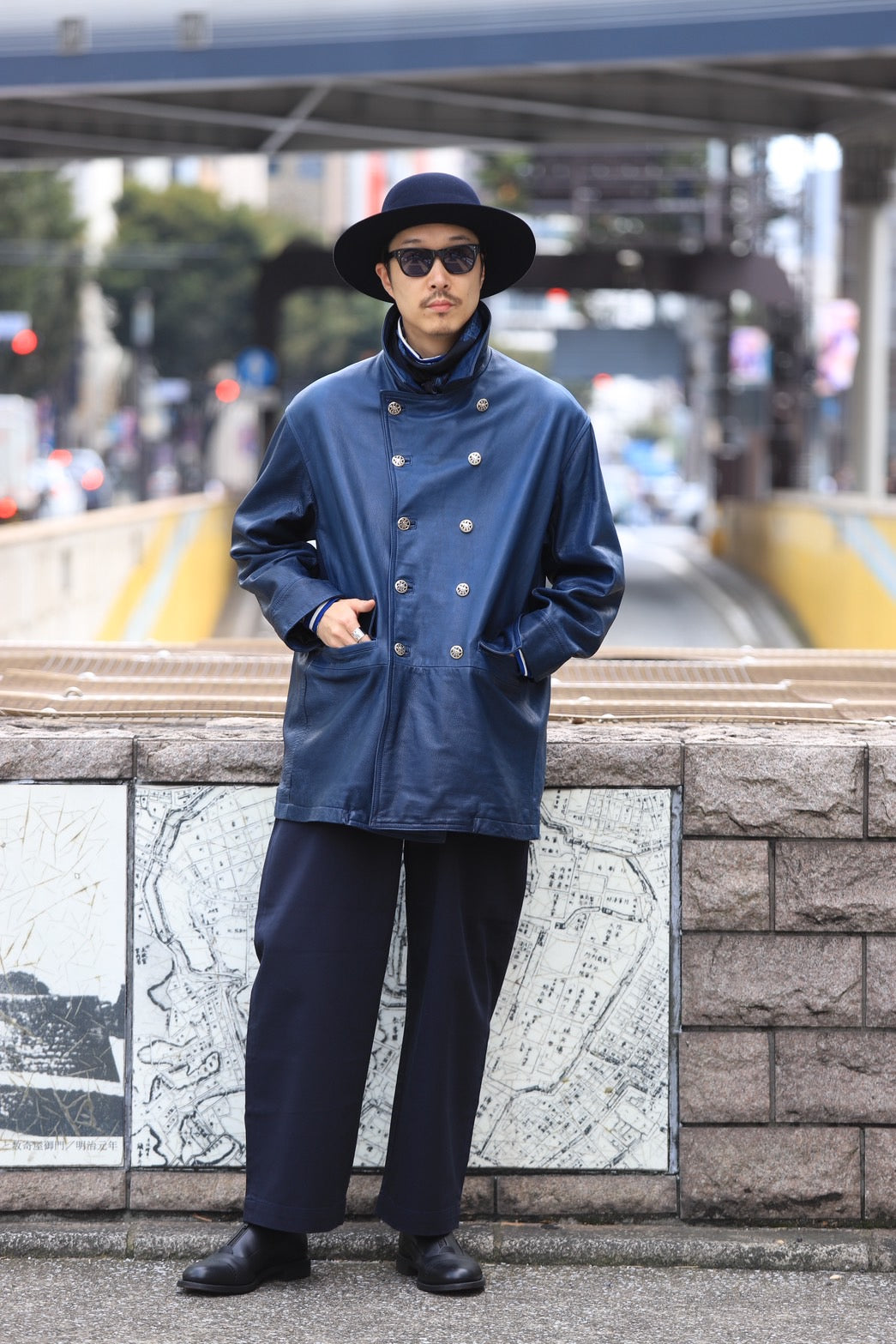 LEATHER DRUG STORE JACKET W / SILVER BUTTONS