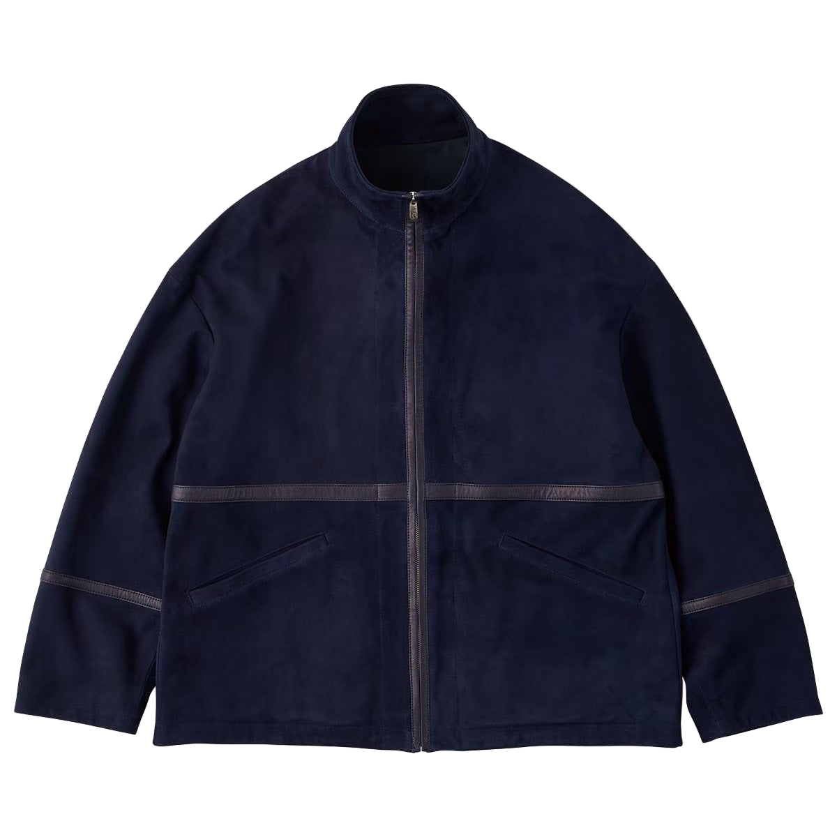 LEATHER SUEDE ZIP UP JACKET W / SILVER ZIPPER (ENTREFINO)