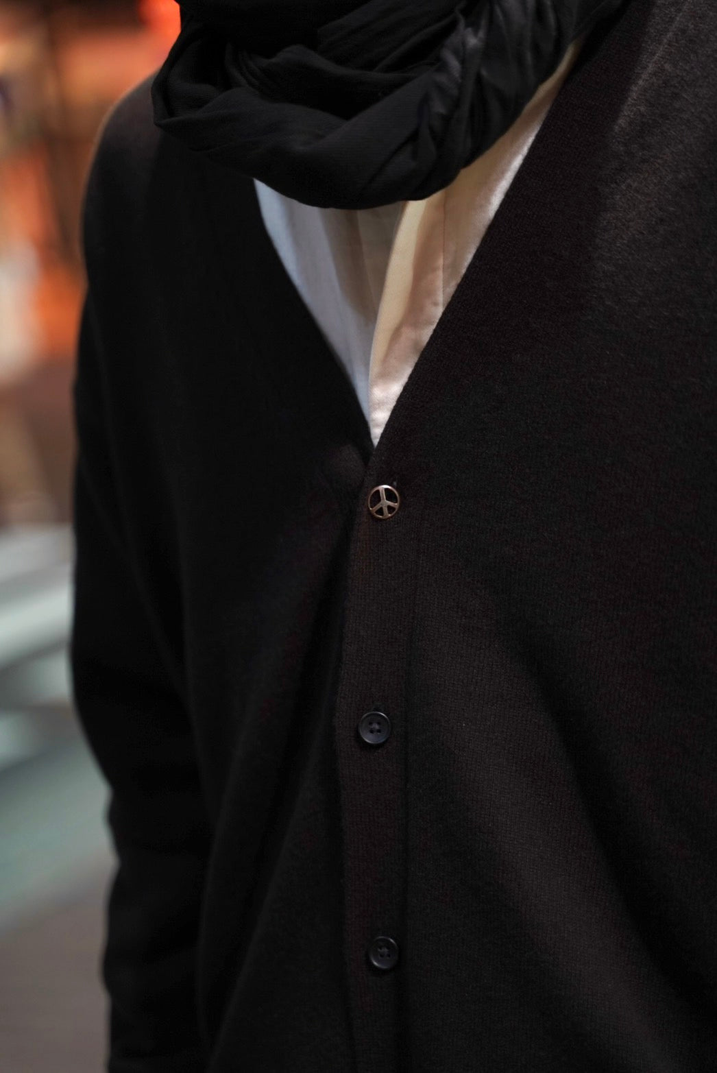 CASHMERE KNIT CARDIGAN W / SILVER BUTTON (BABY CASH)