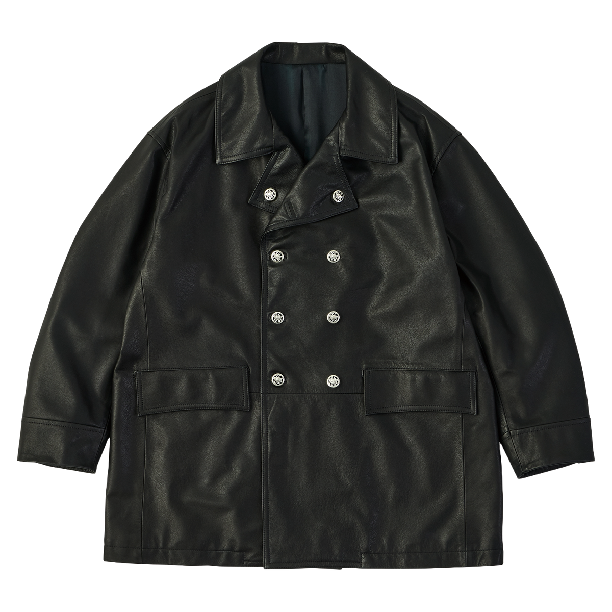 LEATHER DRUG STORE JACKET W / SILVER BUTTONS