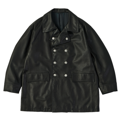 LEATHER DRUG STORE JACKET W / SILVER BUTTONS