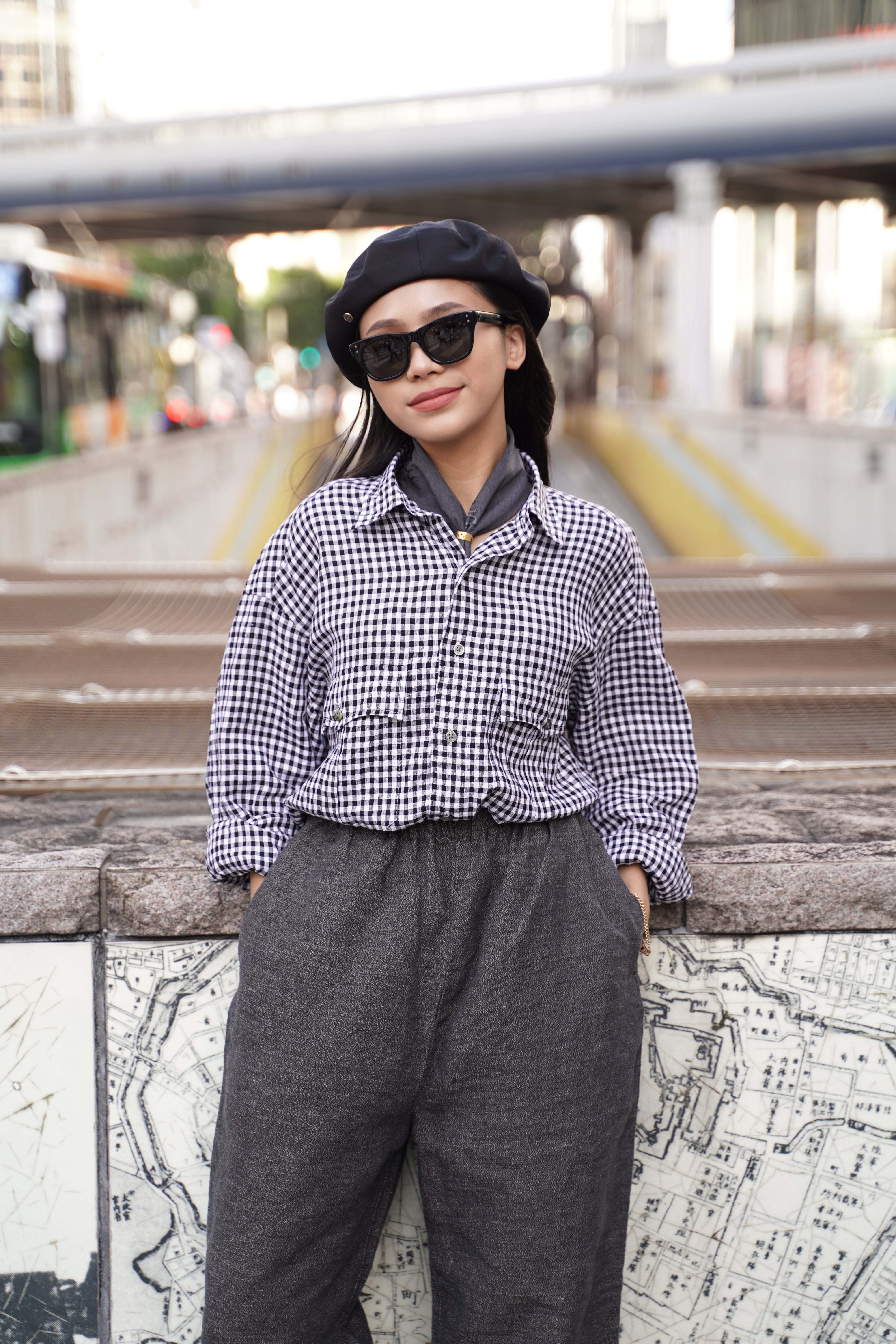 ROLL UP LINEN GINGHAM CHECK SHIRT