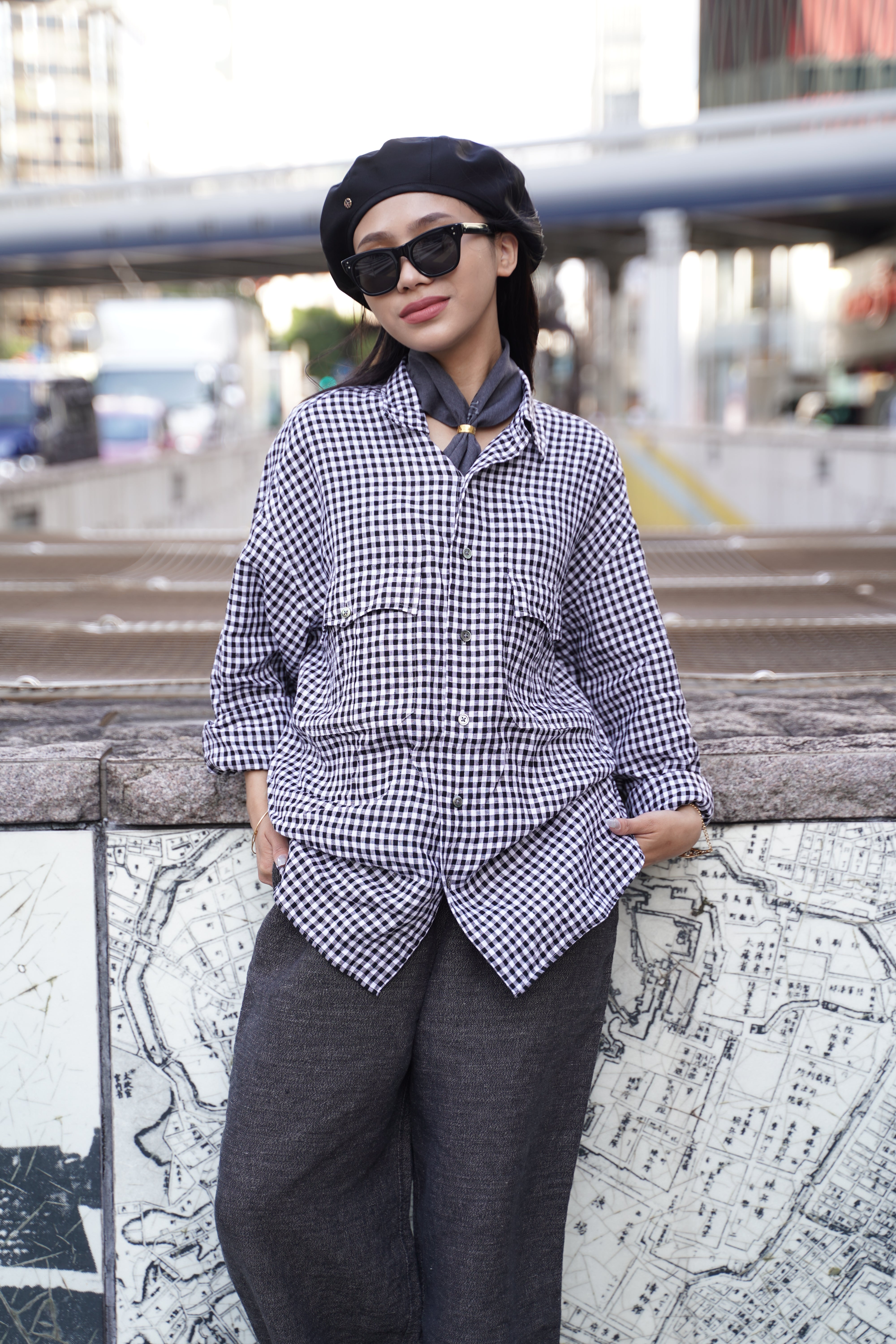 ROLL UP LINEN GINGHAM CHECK SHIRT