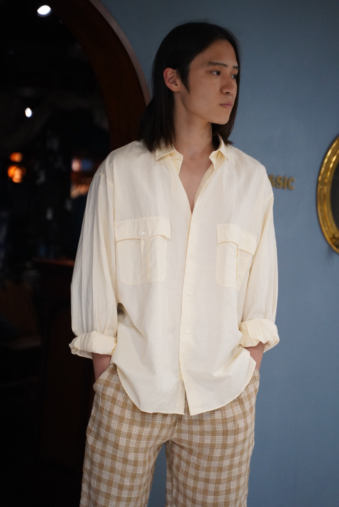 ROLL UP COTTON LINEN SHIRT (ALUMO)