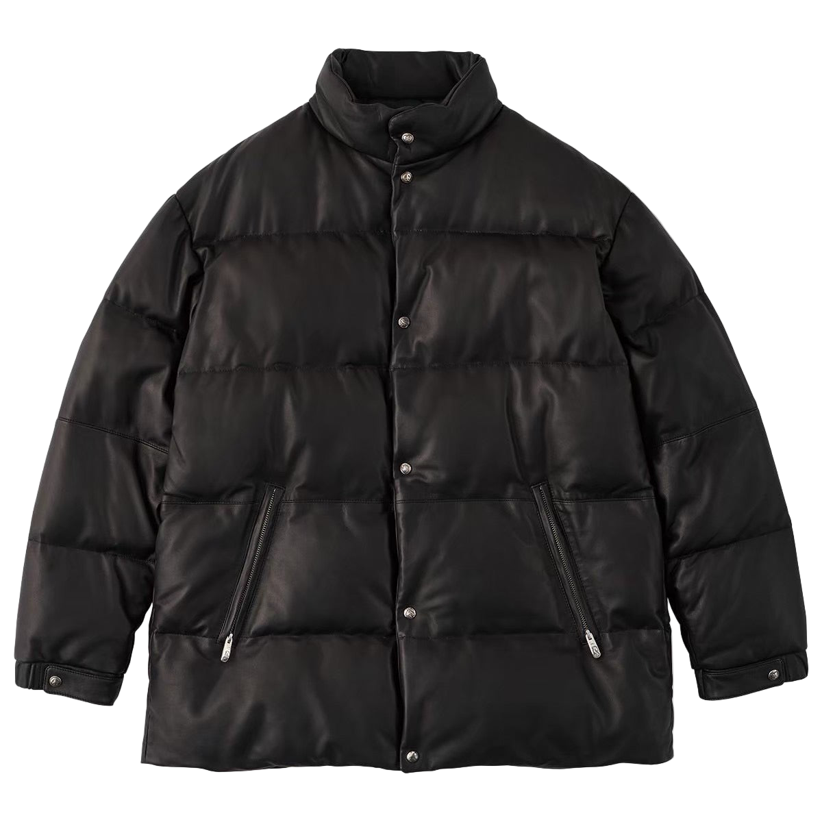 LEATHER DOWN JACKET W / LOVE & PEACE SILVER (ENTREFINO)
