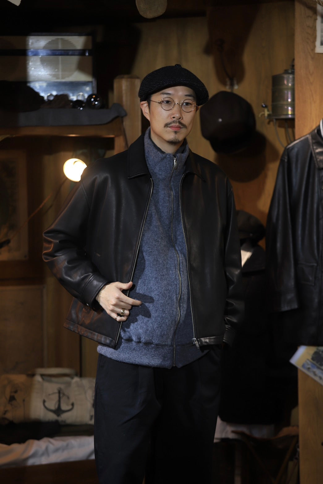 BABY ALPACA / CASHMERE DOUBLE FACE ZIP UP JACKET W / SILVER ZIPPER