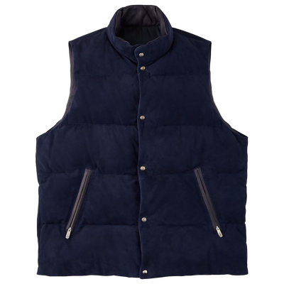LEATHER SUEDE DOWN VEST W / LOVE & PEACE SILVER (ENTREFINO)