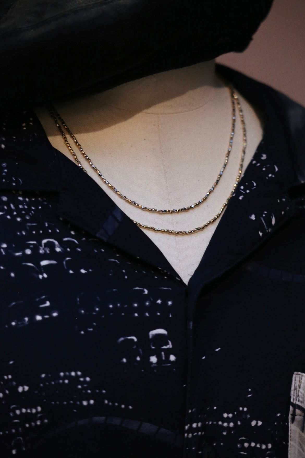 "PC GINZA EXCLUSIVE" ANTIQUE GOLD & PLATINUM BEADS NECKLACE 20.5