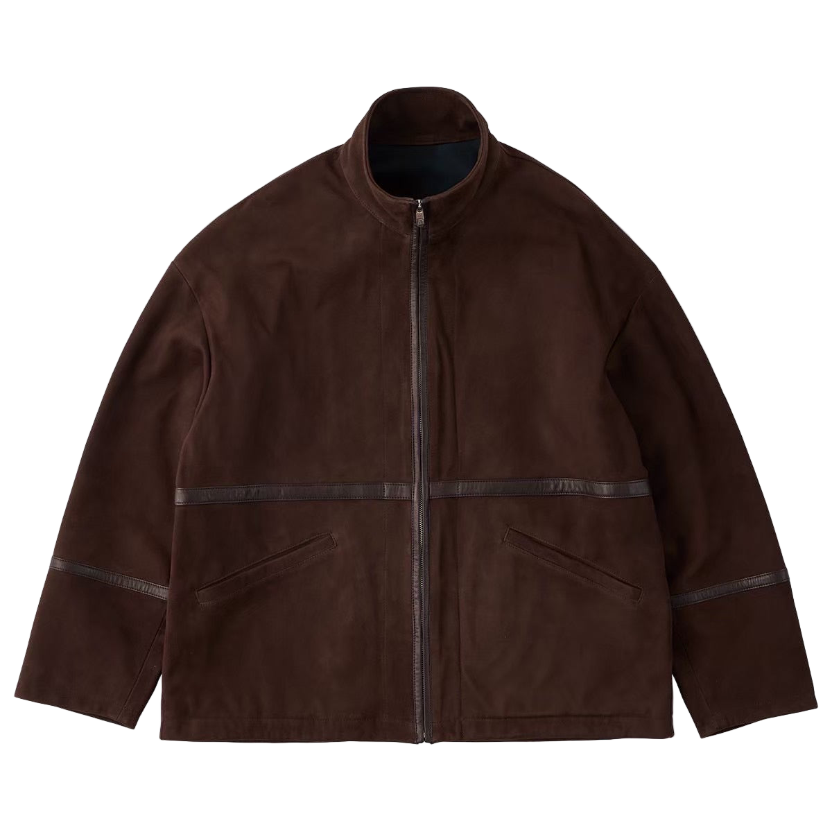 LEATHER SUEDE ZIP UP JACKET W / SILVER ZIPPER (ENTREFINO)