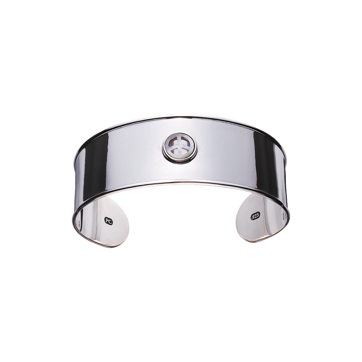PEACE INLAY SILVER BANGLE SILVER