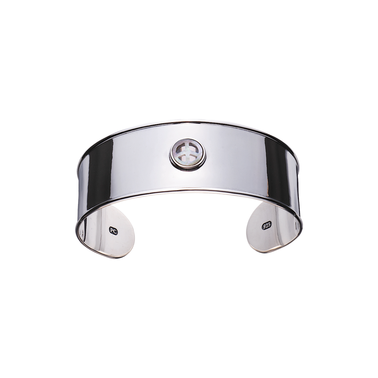 PEACE INLAY SILVER BANGLE SILVER