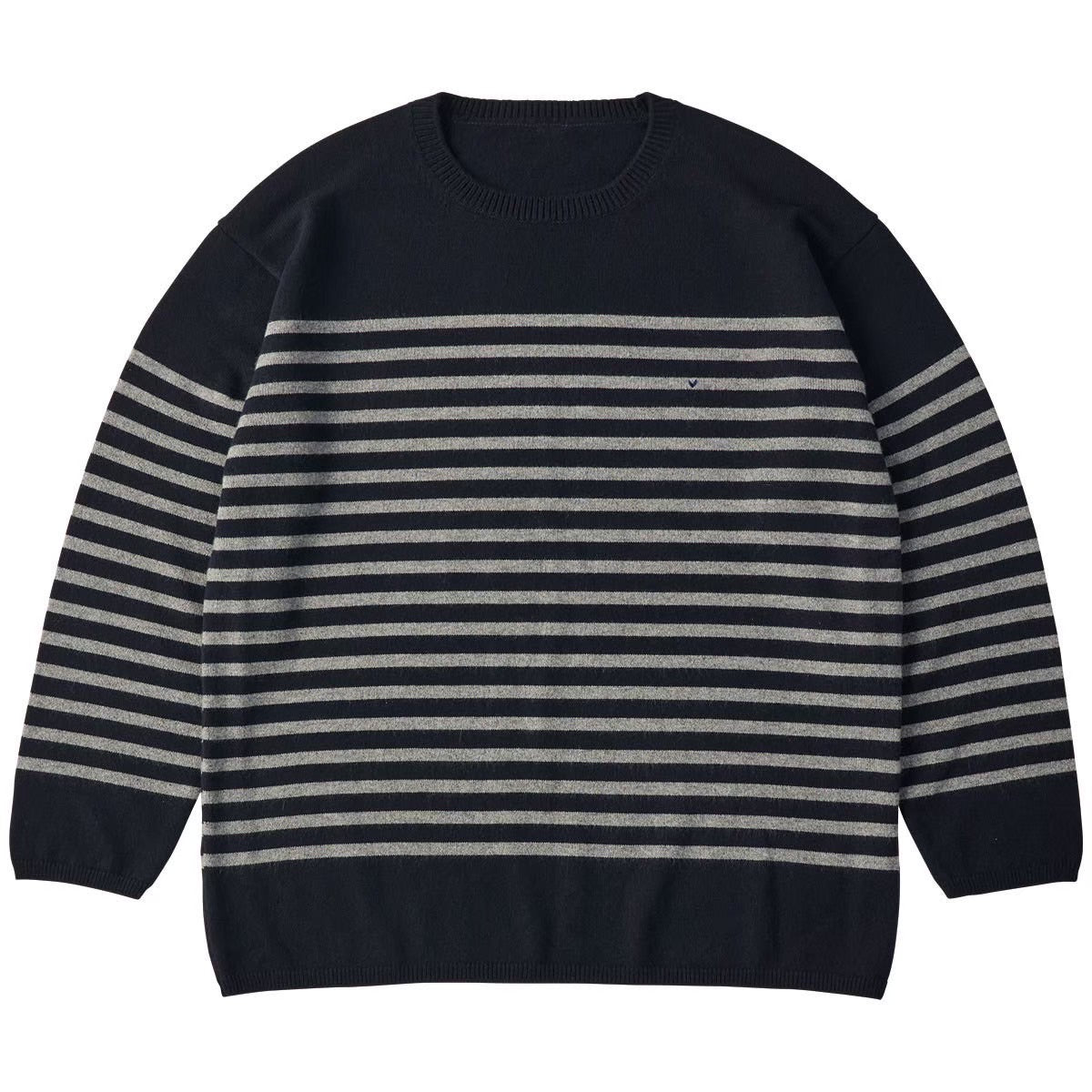 H/W CASHMERE KNIT HEART BORDER CREWNECK (BABY CASH)