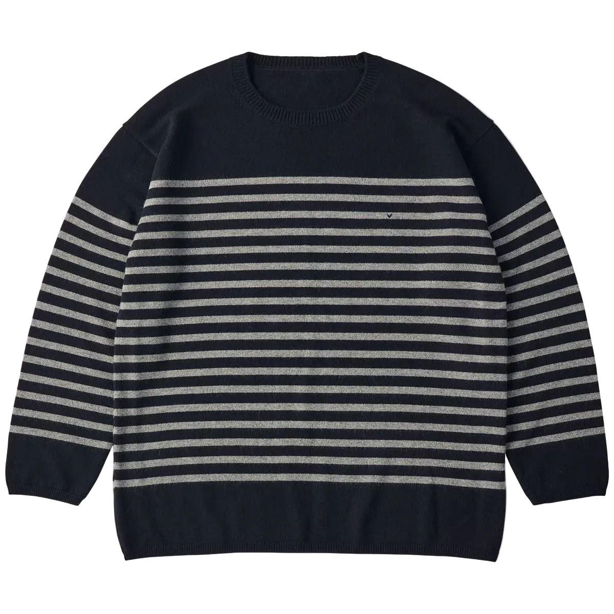 H/W CASHMERE KNIT HEART BORDER CREWNECK (BABY CASH)