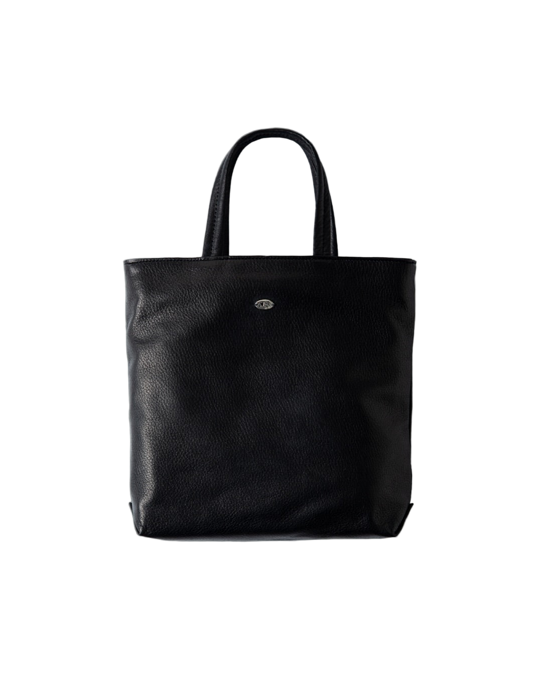 LEATHER MINI TOTE BAG W / SILVER CHARM