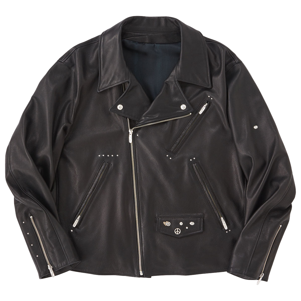 PC RIDERS JACKET W / LOVE & PEACE SILVER CUSTOM 001 (LIMITED)