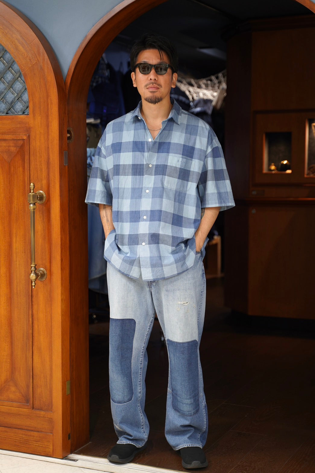H/W INDIGO CHECK BEAT WRITER SHIRT