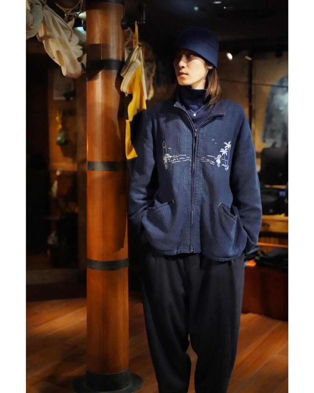 BPNショートジャケット/ダークコアh.naotoアルゴンキングランジゴスロリ NEW SASHIKO LIGHT OLD HAWAII ZIP UP JACKET（ニュー サシコ