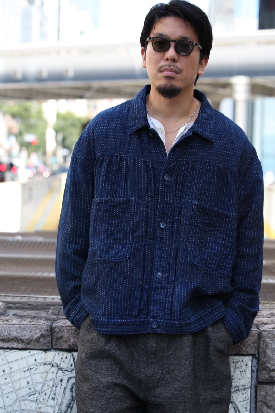 SASHIKO STRIPE SHORT JACKET