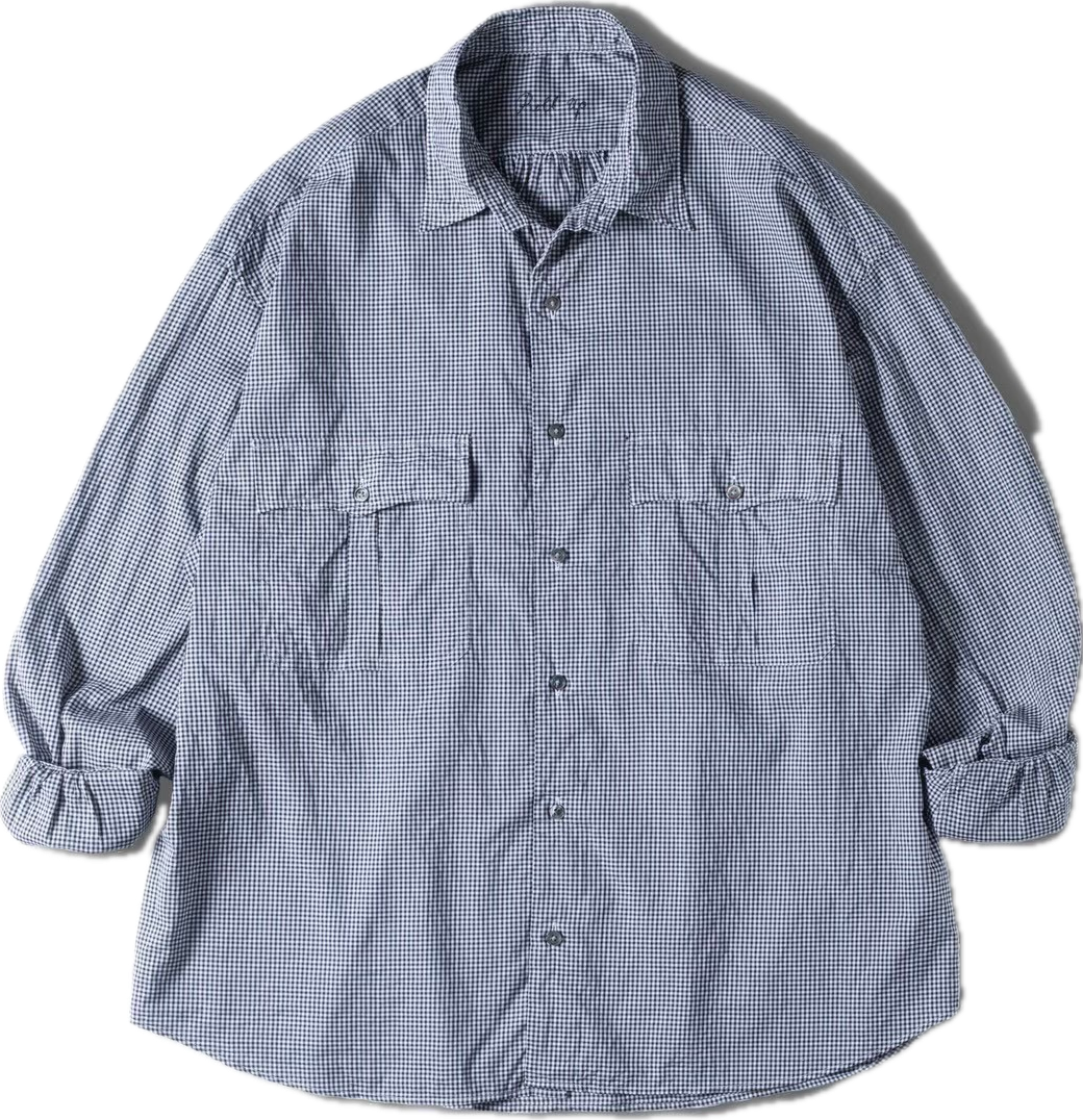 “PC EXCLUSIVE” ROLL UP GINGHAM CHECK SHIRT (PORTER CLASSIC ORIGINAL 140/2 GINGHAM)