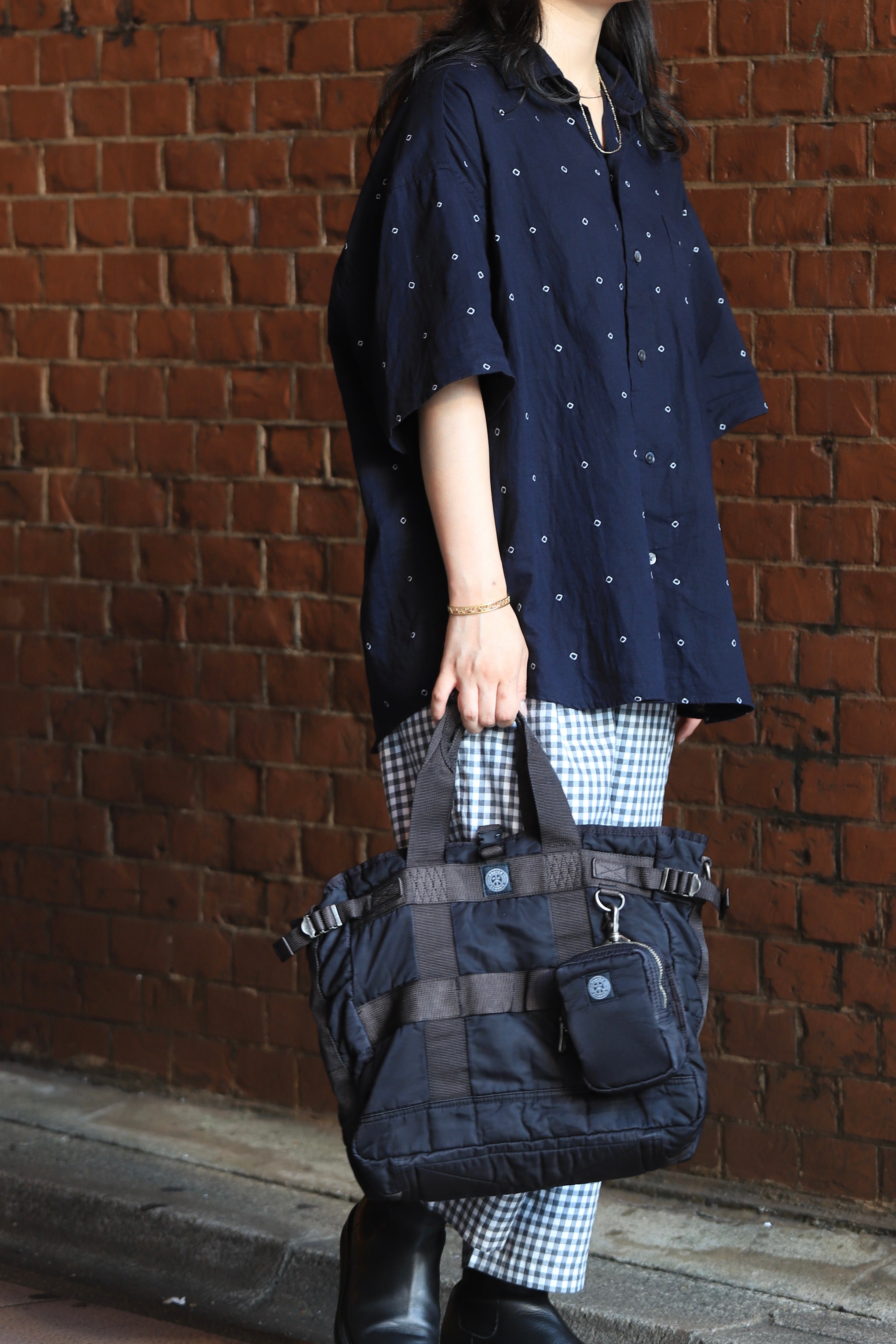 "GINZA EXCLUSIVE" SUPER NYLON TOTE BAG M -BLACK-